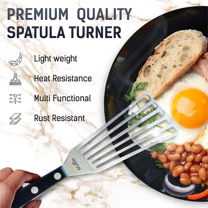 AGRUS Fish Spatula Stainless Steel, Size 11 inch, Blade 6.5 inch, Plastic Handle, Flexible Metal, Angled Slotted Turner - Image 4